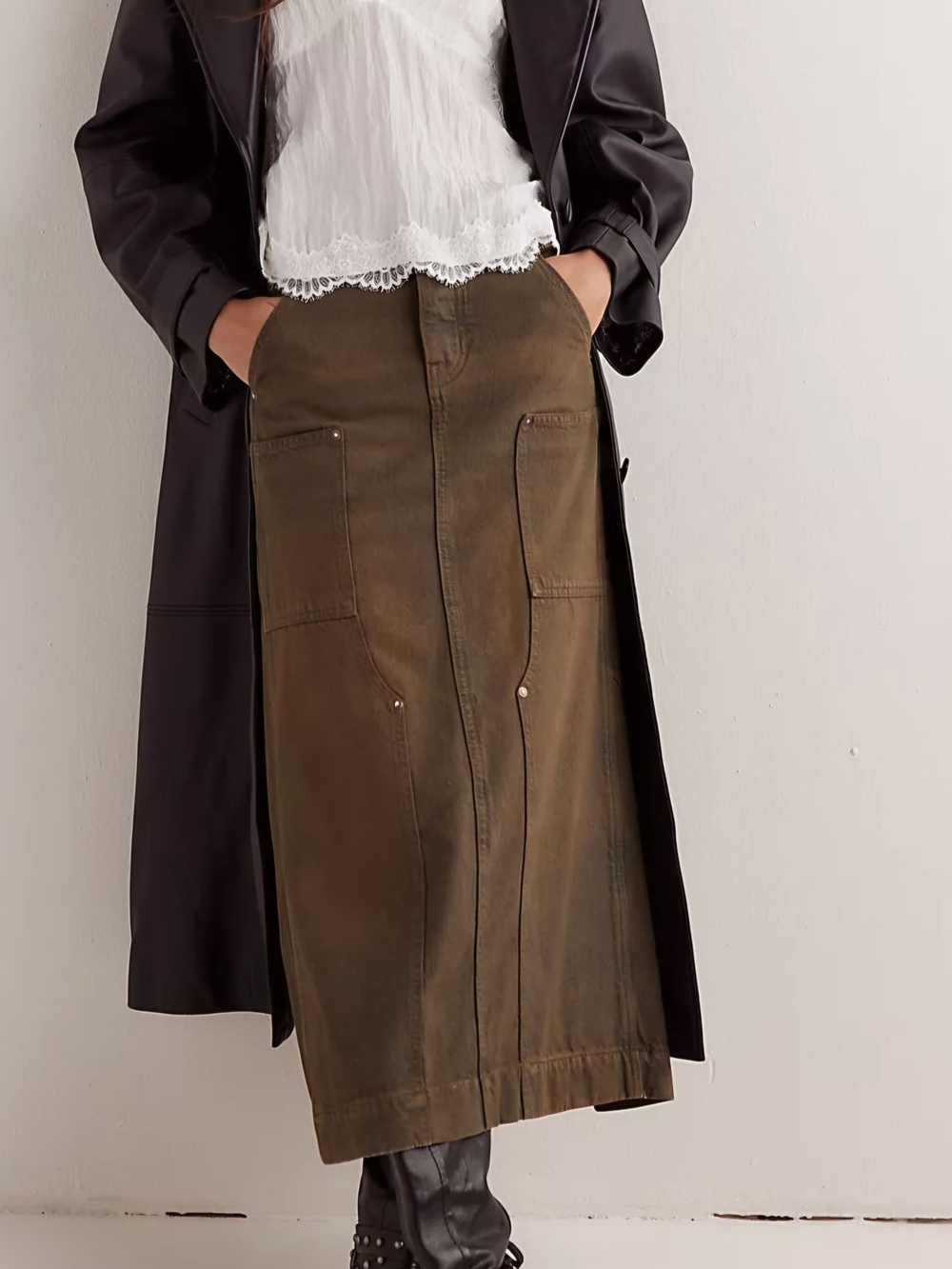 Free People Harmonica Denim Maxi Skirt